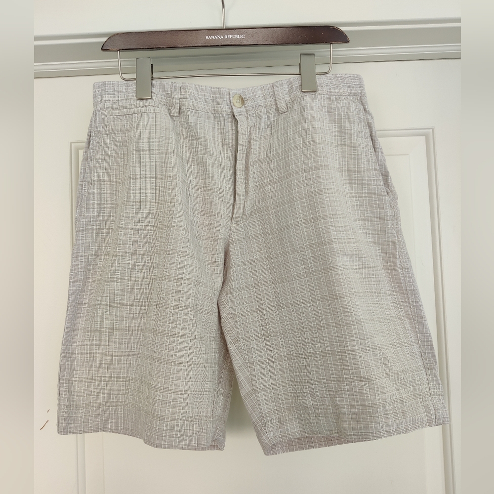 Banana Republic Men's Plaid Linen Cotton Shorts